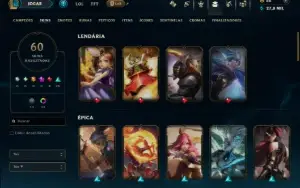 Ouro 2 com TODOS os Champs e 60 Skins ( MID / JG  / TOP )