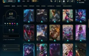 Ouro 2 com TODOS os Champs e 60 Skins ( MID / JG  / TOP )