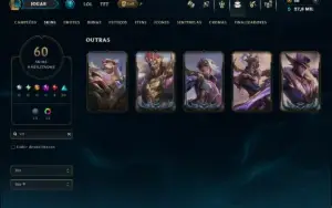 Ouro 2 com TODOS os Champs e 60 Skins ( MID / JG  / TOP )