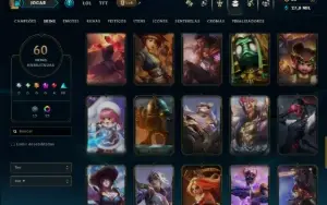 Ouro 2 com TODOS os Champs e 60 Skins ( MID / JG  / TOP )