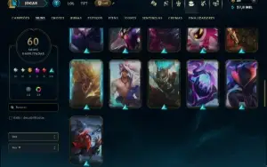 Ouro 2 com TODOS os Champs e 60 Skins ( MID / JG  / TOP )