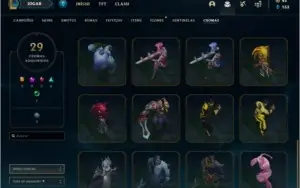 Conta ouro 4 com 87 skins e TODOS os champs
