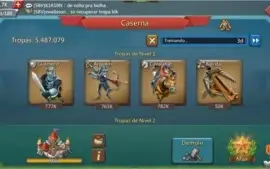 Lords mobile ct25 215m de poder 5m500 de tropa pré t4