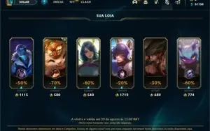 Conta Platina 4 com 21 Champs  e 3 Skins + 7 Fragmentos