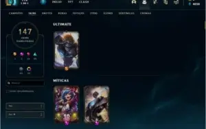 Conta LOL Smurf Unranked Diamond Season 9 147 Skins