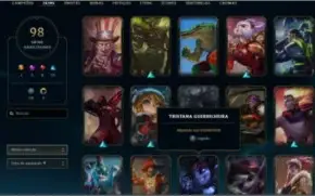 Conta LoL lvl 400+, 98 skins,  com o beta card do valorant