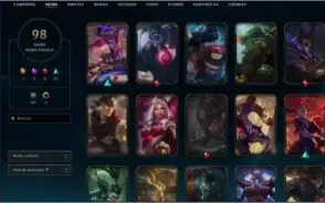 Conta LoL lvl 400+, 98 skins,  com o beta card do valorant