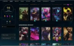 Conta LoL lvl 400+, 98 skins,  com o beta card do valorant