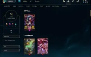 Conta bronze 1 com 127 champs e 76 skins