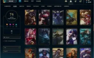 Conta bronze 1 com 127 champs e 76 skins