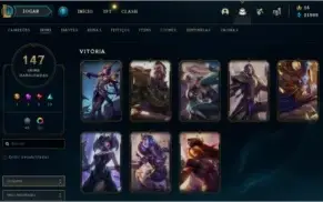 Conta LoL Diamante 4 criada na Season 1 com 147 skins