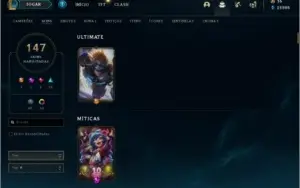 Conta LoL Diamante 4 criada na Season 1 com 147 skins