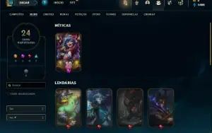 Conta Unranked com 65 Champs e 24 Skins