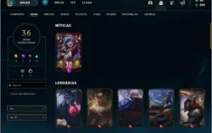 Conta prata 3 com 69 champs e 36 skins