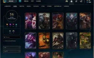 Conta prata 3 com 69 champs e 36 skins