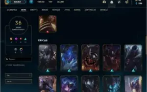 Conta prata 3 com 69 champs e 36 skins