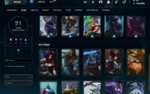 Unranked com 70 Champs e 21 Skins + 1 Fragmento