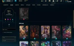 Unranked com 70 Champs e 21 Skins + 1 Fragmento