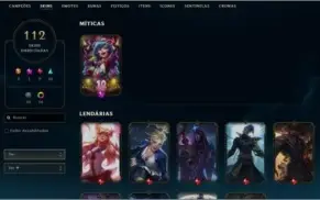 Conta League of Legends com 112 Skins