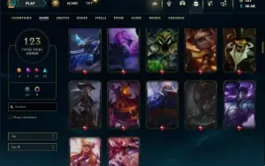 Unranked com TODOS os champs e 123 Skins + 2 Raras