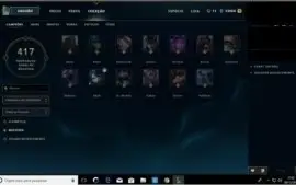 Conta Gold V, 103 skins  e quase todos os champions