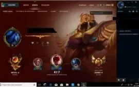 Conta Gold V, 103 skins  e quase todos os champions