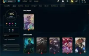 Conta Unranked com 105 Champs e 105 Skins