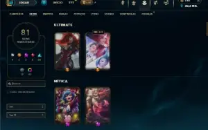 Bronze 3 com TODOS os champs e 81 Skins + 1 Prestigio