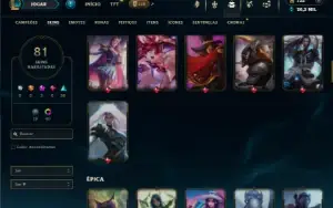 Bronze 3 com TODOS os champs e 81 Skins + 1 Prestigio