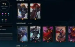 Conta LoL Platina season 8, md10 não feita, 73 skins
