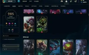 Conta League of Legends com 285 Skins
