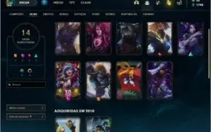 Conta unranked com 14 skins e 55 champs