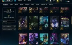 Conta unranked com 14 skins e 55 champs