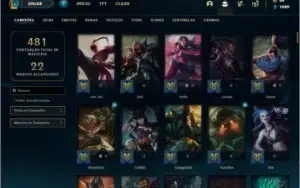 Conta unranked com 155 champs e 230 skins + 4 Vitoriosas