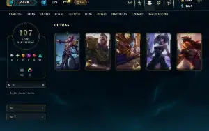 Conta Unranked com todos os Champs e 107 skins +2 Skin Raras