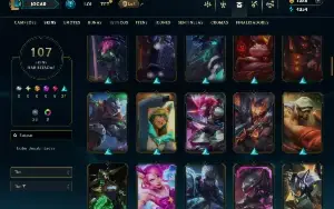 Conta Unranked com todos os Champs e 107 skins +2 Skin Raras