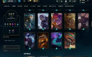 Conta Unranked com todos os Champs e 107 skins +2 Skin Raras