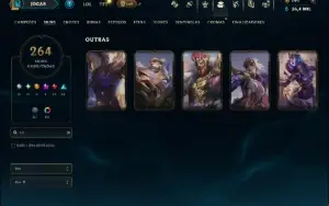 Ouro 2 com TODOS os Champs e 264 Skins ( TOP / SUP / JG )