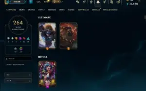 Ouro 2 com TODOS os Champs e 264 Skins ( TOP / SUP / JG )