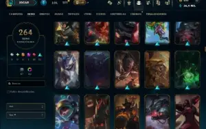 Ouro 2 com TODOS os Champs e 264 Skins ( TOP / SUP / JG )