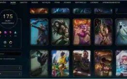 Conta Ouro 2, com mais de 170 skins e todos os campeões.