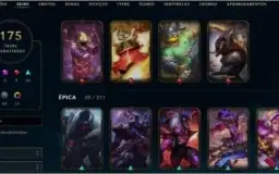 Conta Ouro 2, com mais de 170 skins e todos os campeões.