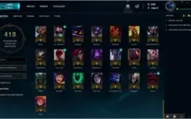 Conta Ouro 2, com mais de 170 skins e todos os campeões.