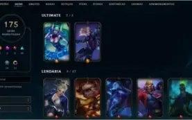 Conta Ouro 2, com mais de 170 skins e todos os campeões.