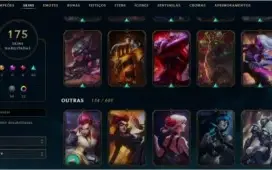 Conta Ouro 2, com mais de 170 skins e todos os campeões.