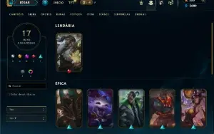 Platina 1 com 35 Champs e 17 Skins + 4 Fragmentos