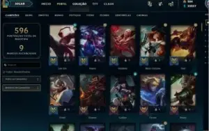 Conta com todos os campeões, muitas skins e fragmentos