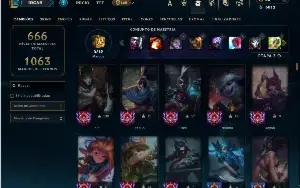 Bronze 3 com TODOS os champs e 174 Skins ( Nivel 606 )