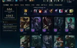 Bronze 3 com TODOS os champs e 174 Skins ( Nivel 606 )
