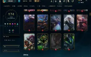 Bronze 3 com TODOS os champs e 174 Skins ( Nivel 606 )
